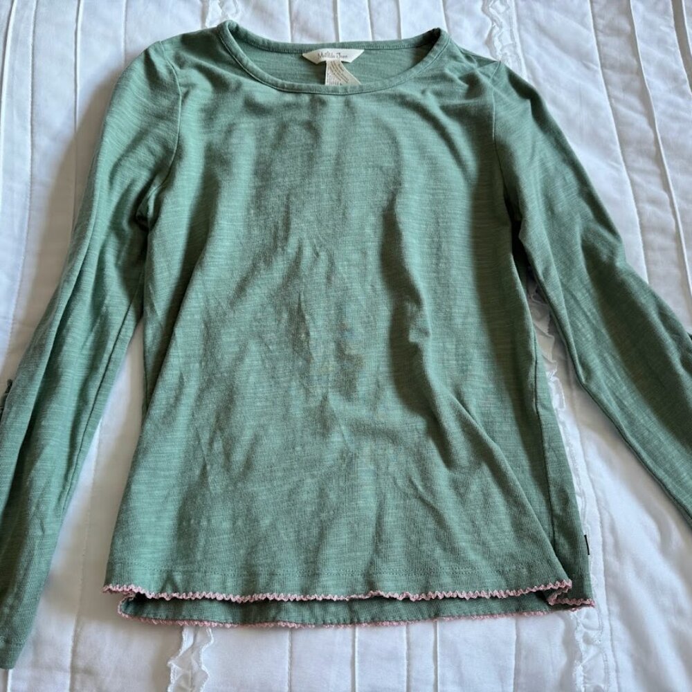 Matilda Jane Clothing Girls Size 10 Head in the Clouds Sage Ruffle Tee
